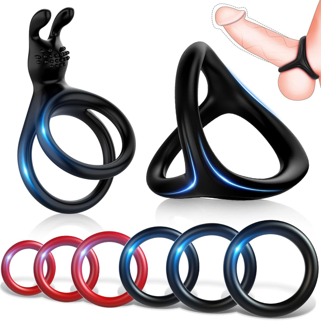 Anneaux de Pénis Triangle pour Homme Couples, Mecofy Silicone Anneaux Péniens Jouets Pour Améliorer les Performances Sexuelles, Plus Dur et Plus Fort 5 pièces