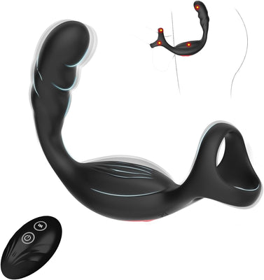 Masseur de Prostate Jouet Sexuel Anal, 4 en 1 Vibromasseurs Anales avec 10 Vibrations, Vibrateur pour Pénis avec Anneau Pénien & Télécommande, Plugs Anals Vibrants-Jouet pour Adulte pour Homme