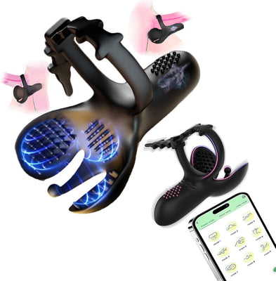 Anneaux vibrants pour pénis en silicone extrême, anneaux vibrants avec testicules, anneaux vibrants pour hommes avec 10 modes de vibration, jouets sexuels pour la stimulation masculine